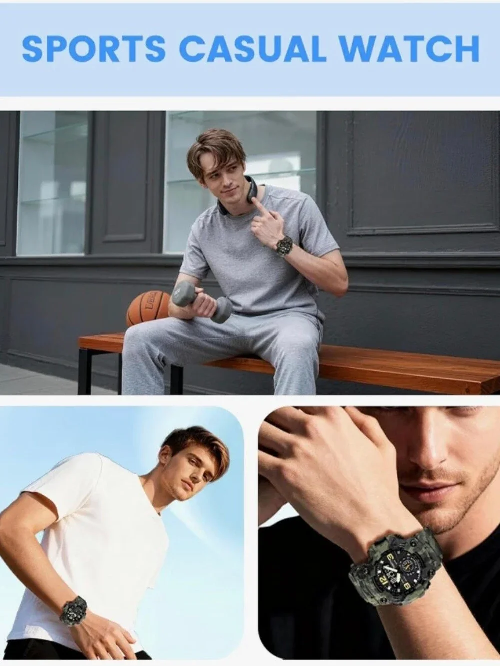 Men's Watch Military Analog Digital Waterproof Luminous Sport Watch for Men